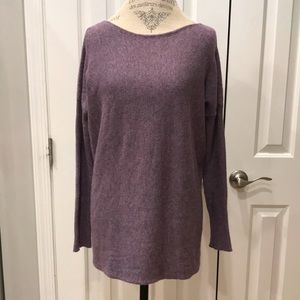Philosophy Purple Ribbed Sleeve Boat Neck Sweater | Medium